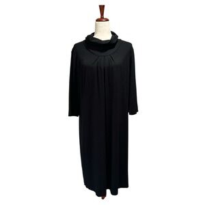 J.Jill Women's Dress Size Medium Black Turtleneck Shift Longsleeve Jersey Knit‎